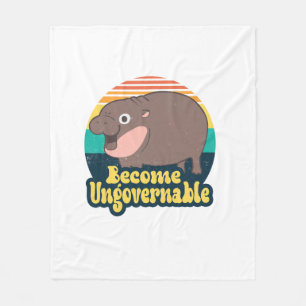 Become Ungovernable Funny Baby Hippo Moo Deng Funn Fleece Blanket