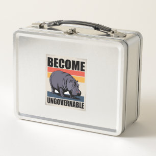 Become Ungovernable Funny Baby Hippo Moo Deng Long Metal Lunch Box