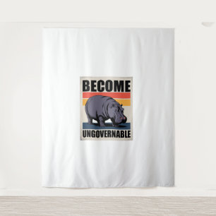 Become Ungovernable Funny Baby Hippo Moo Deng Long Tapestry