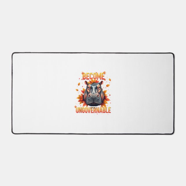 Become Ungovernable Funny Baby Hippo Moo Deng Men  Desk Mat (Front)