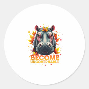 Become Ungovernable Retro Baby Hippo Moo Deng Autu Classic Round Sticker