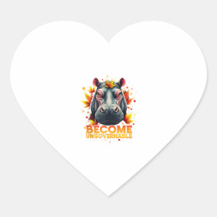 Become Ungovernable Retro Baby Hippo Moo Deng Autu Heart Sticker