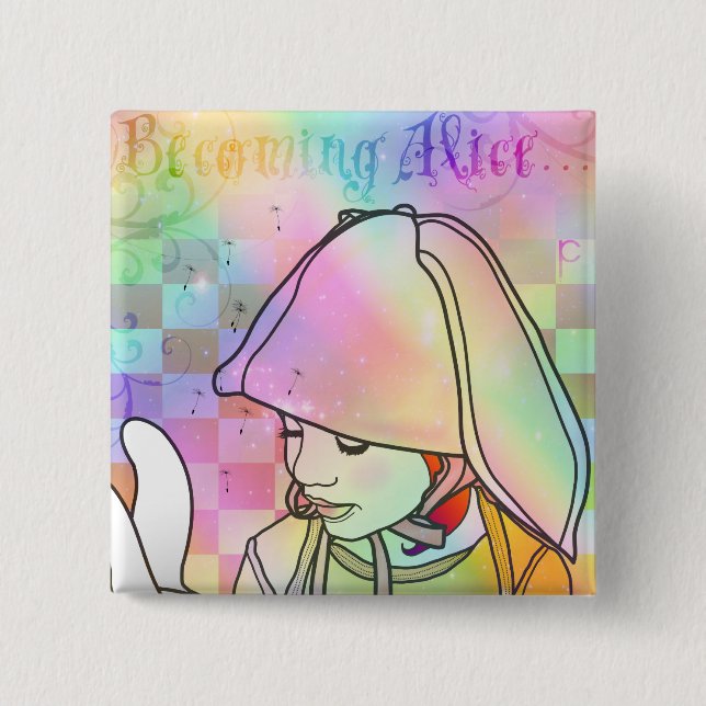 Becoming Alice 2 Inch Square Button (Front)