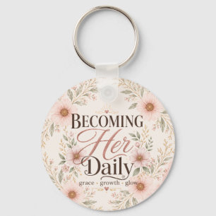 Becoming Her Daily Floral Self-Love Keychain