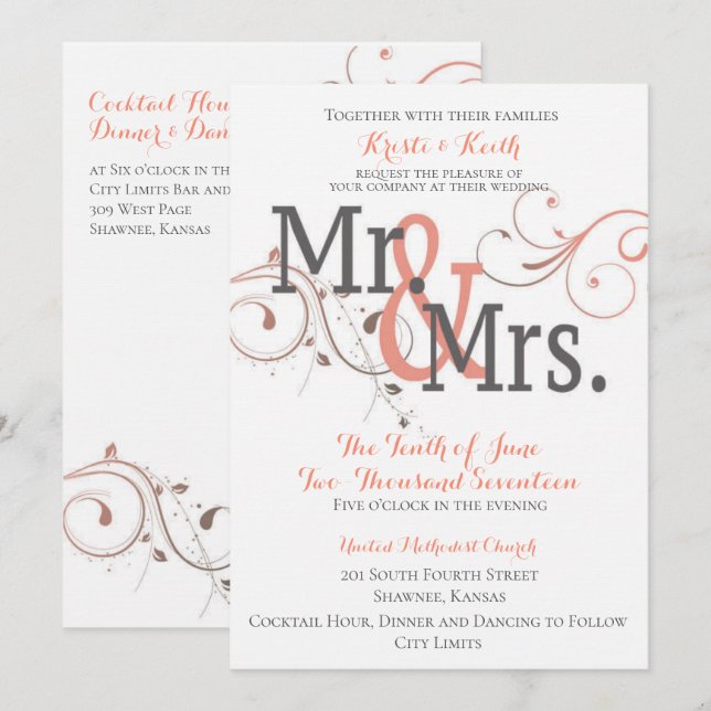 Becoming Mr. & Mrs. 5x7 Wedding Invitation (Front/Back)