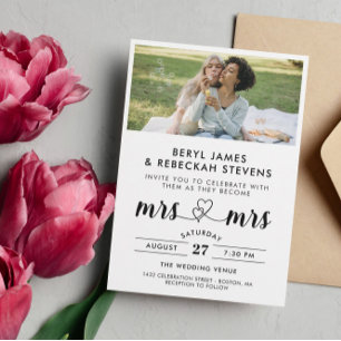 Becoming Mrs & Mrs Informal Photo Wedding Invitation