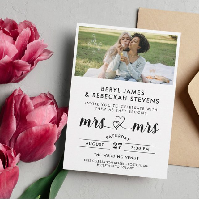 Becoming Mrs & Mrs Informal Photo Wedding Invitation (Creator Uploaded)