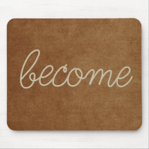 BECOMR Rope Text on Brown Texture Mouse Pad