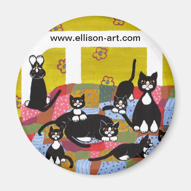 Bed Full of Cats Magnet (Front)