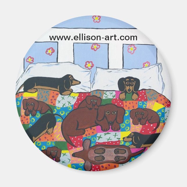 Bed Full of Dachshunds Magnet (Front)