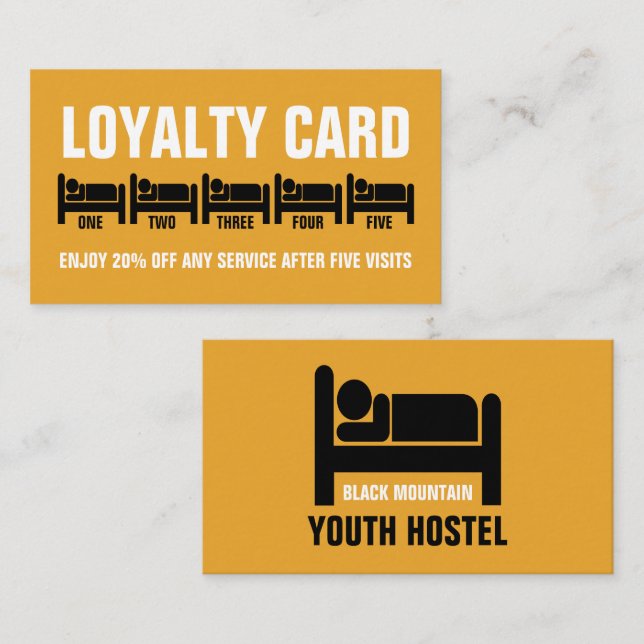 Bed Logo, Hostel Accommodation Business Loyalty Card (Front/Back)