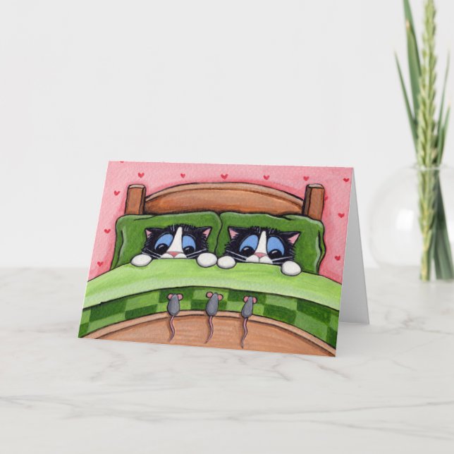 Bed Mice Do Exist - Cat Greeting Card (Front)