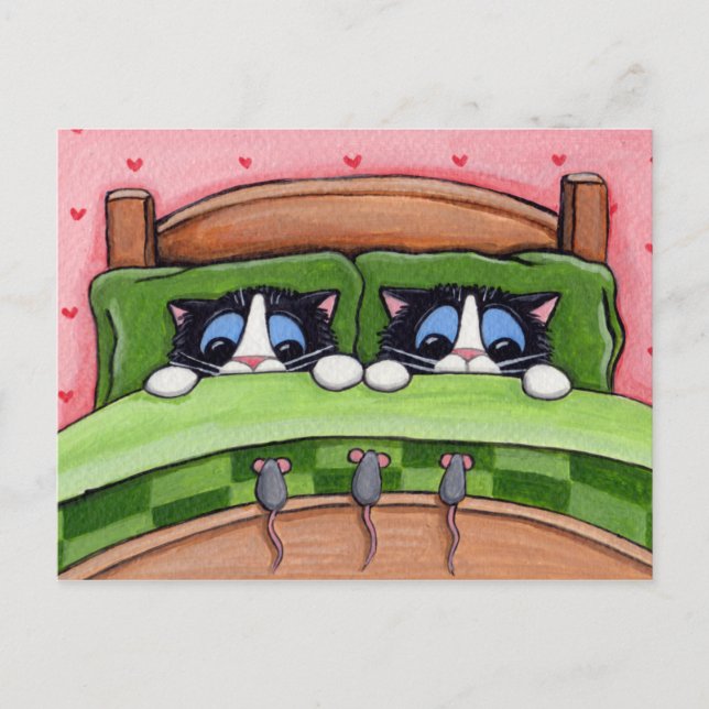 Bed Mice Do Existe - Carte Postale Chat (Devant)