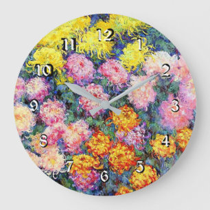 Bed of Chrysanthemums by Monet Large Clock