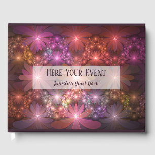 Bed Of Flowers Colourful Abstract Fractal Art Name Guest Book