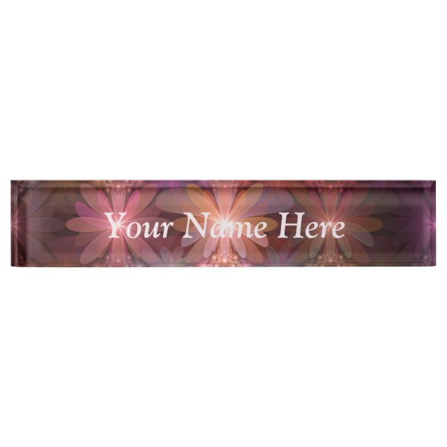 Bed Of Flowers Colourful Abstract Fractal Art Text Nameplate (Front)
