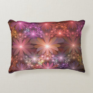 Bed Of Flowers Colourful Shiny Abstract Fractal Ar Accent Pillow