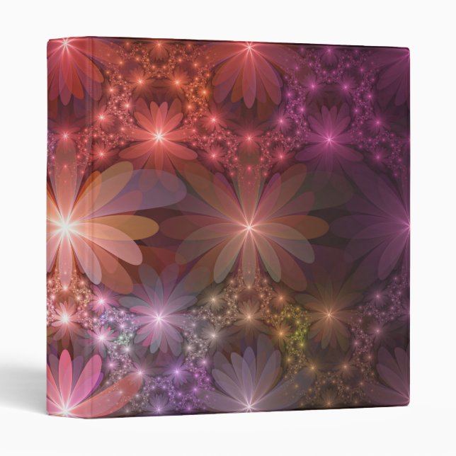 Bed Of Flowers Colourful Shiny Abstract Fractal Ar Binder (Front/Spine)