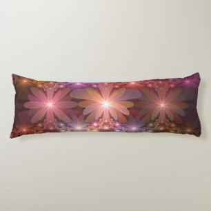 Bed Of Flowers Colourful Shiny Abstract Fractal Ar Body Pillow