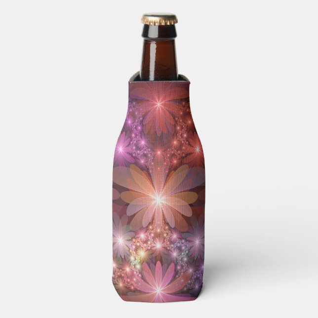 Bed Of Flowers Colourful Shiny Abstract Fractal Ar Bottle Cooler (Bottle Front)