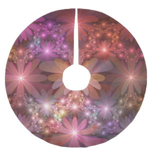 Bed Of Flowers Colourful Shiny Abstract Fractal Ar Brushed Polyester Tree Skirt