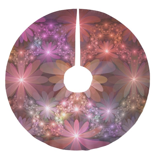 Bed Of Flowers Colourful Shiny Abstract Fractal Ar Brushed Polyester Tree Skirt (Front)