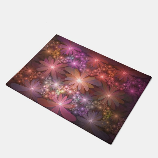 Bed Of Flowers Colourful Shiny Abstract Fractal Ar Doormat (Angled)