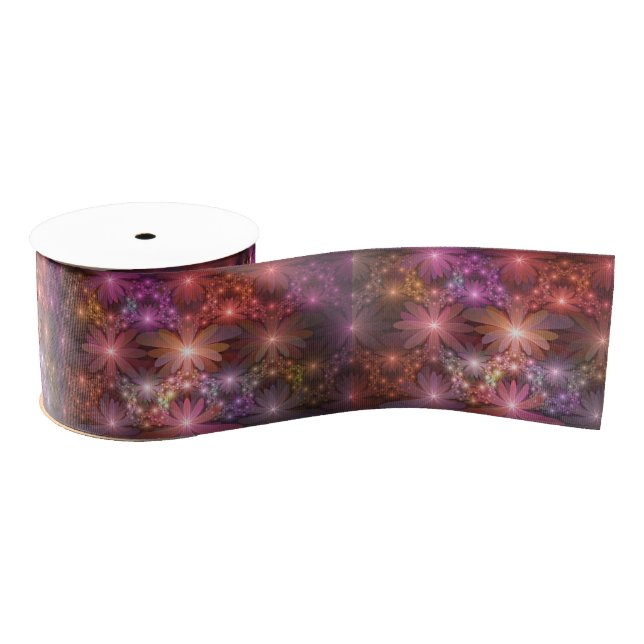 Bed Of Flowers Colourful Shiny Abstract Fractal Ar Grosgrain Ribbon (Spool)