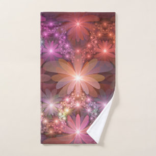 Bed Of Flowers Colourful Shiny Abstract Fractal Ar Hand Towel