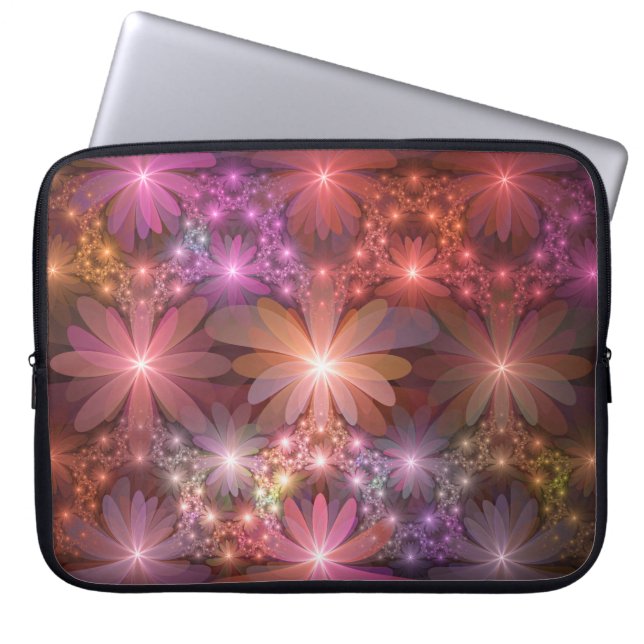 Bed Of Flowers Colourful Shiny Abstract Fractal Ar Laptop Sleeve (Front)