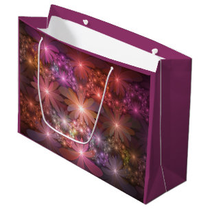 Bed Of Flowers Colourful Shiny Abstract Fractal Ar Large Gift Bag
