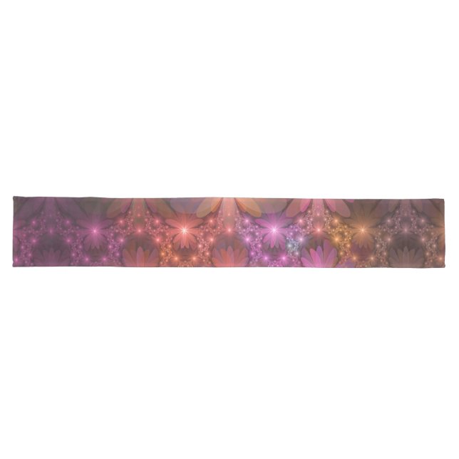 Bed Of Flowers Colourful Shiny Abstract Fractal Ar Long Table Runner (Horizontal)