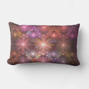 Bed Of Flowers Colourful Shiny Abstract Fractal Ar Lumbar Pillow