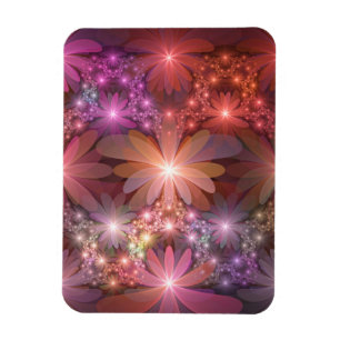 Bed Of Flowers Colourful Shiny Abstract Fractal Ar Magnet
