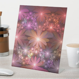 Bed Of Flowers Colourful Shiny Abstract Fractal Ar Pedestal Sign