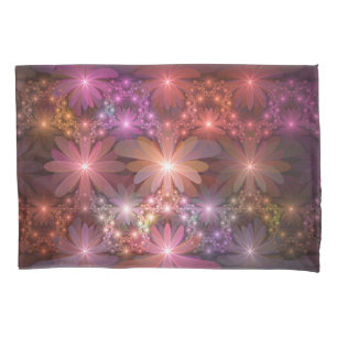 Bed Of Flowers Colourful Shiny Abstract Fractal Ar Pillowcase