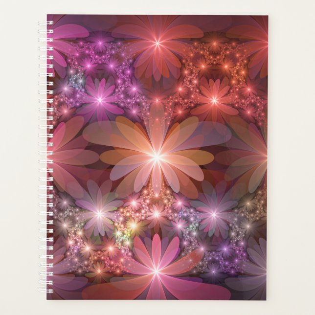 Bed Of Flowers Colourful Shiny Abstract Fractal Ar Planner (Front)