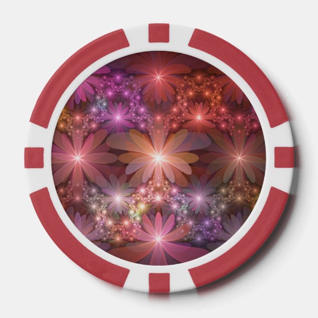 Bed Of Flowers Colourful Shiny Abstract Fractal Ar Poker Chips (Front)