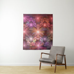 Bed Of Flowers Colourful Shiny Abstract Fractal Ar Tapestry