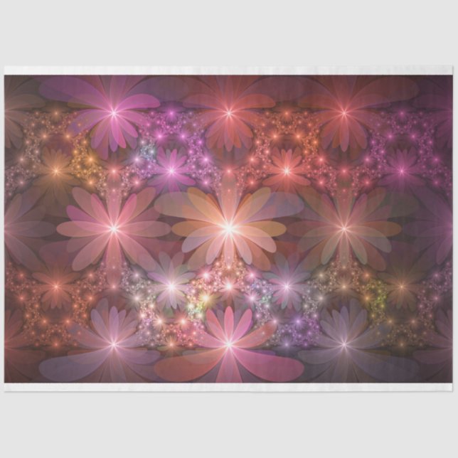 Bed Of Flowers Colourful Shiny Abstract Fractal Ar Tissue Paper (Front)
