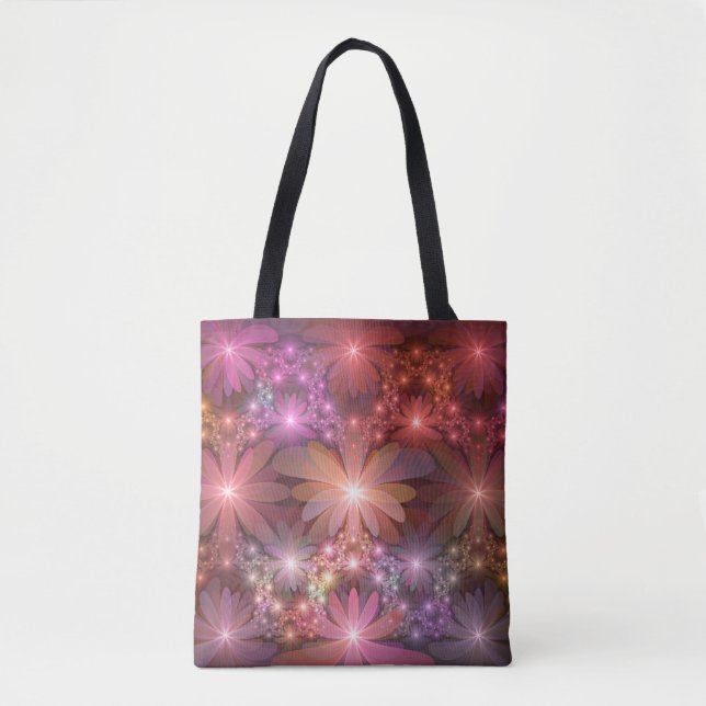 Bed Of Flowers Colourful Shiny Abstract Fractal Ar Tote Bag (Front)