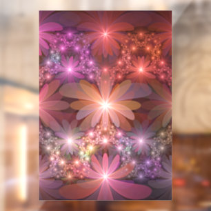 Bed Of Flowers Colourful Shiny Abstract Fractal Ar Window Cling