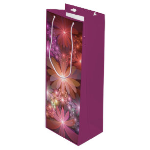 Bed Of Flowers Colourful Shiny Abstract Fractal Ar Wine Gift Bag