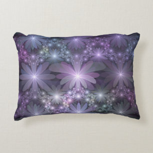 Bed of Flowers Trendy Shiny Abstract Fractal Art Accent Pillow