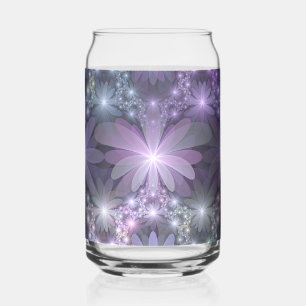 Bed of Flowers Trendy Shiny Abstract Fractal Art Can Glass