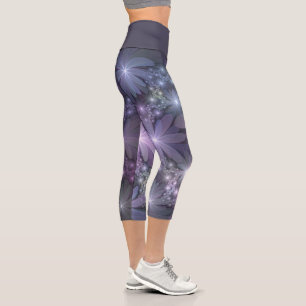 Bed of Flowers Trendy Shiny Abstract Fractal Art Capri Leggings