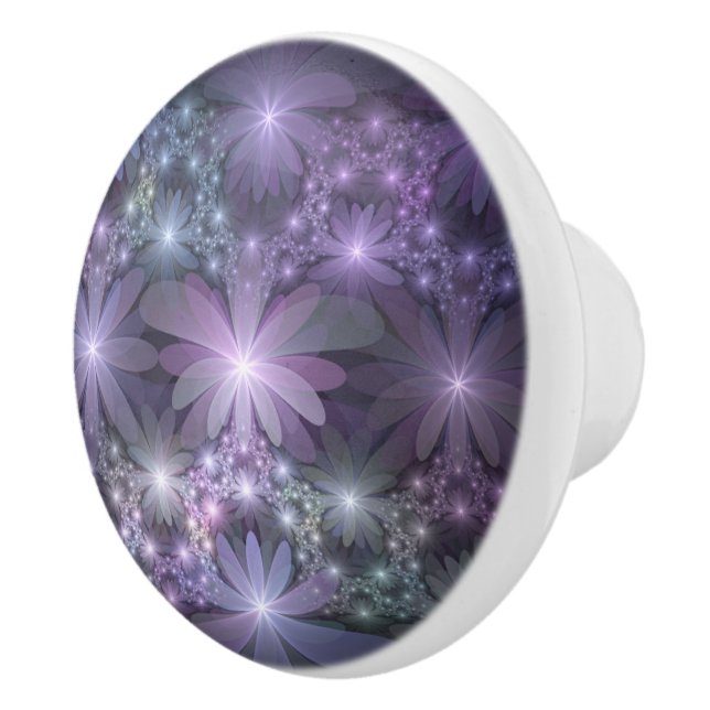Bed of Flowers Trendy Shiny Abstract Fractal Art Ceramic Knob (Right)