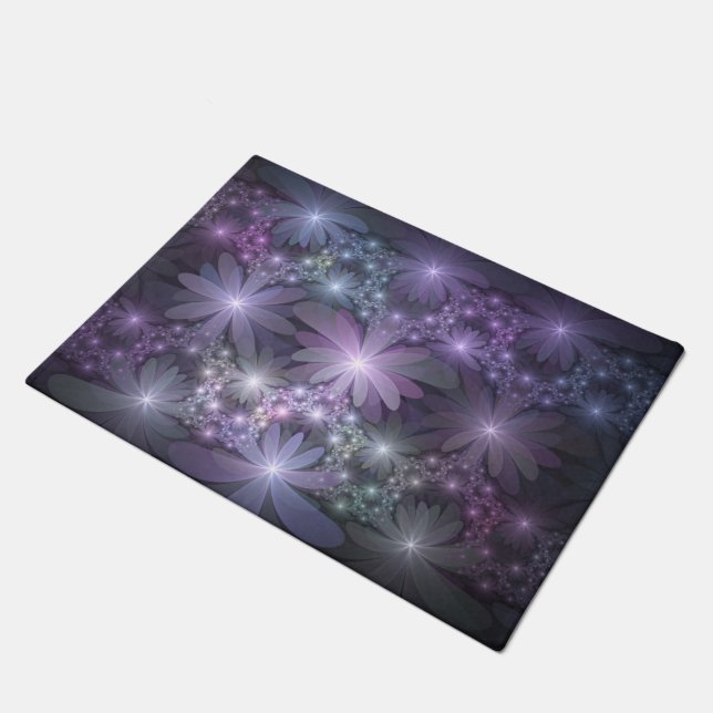 Bed of Flowers Trendy Shiny Abstract Fractal Art Doormat (Angled)