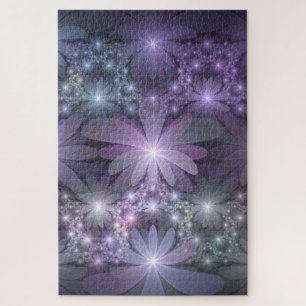 Bed of Flowers Trendy Shiny Abstract Fractal Art Jigsaw Puzzle