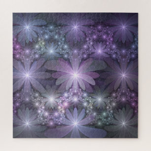 Bed of Flowers Trendy Shiny Abstract Fractal Art Jigsaw Puzzle